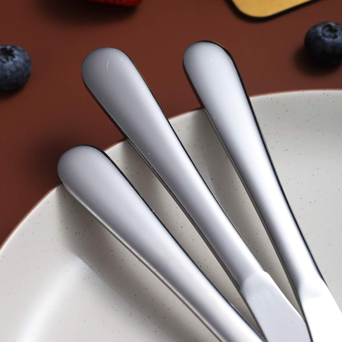 Set of 6 Stainless Steel Dinner Knives - Shiny Mirror Finish, Durable Butter Knife Spreaders, Dishwasher Safe