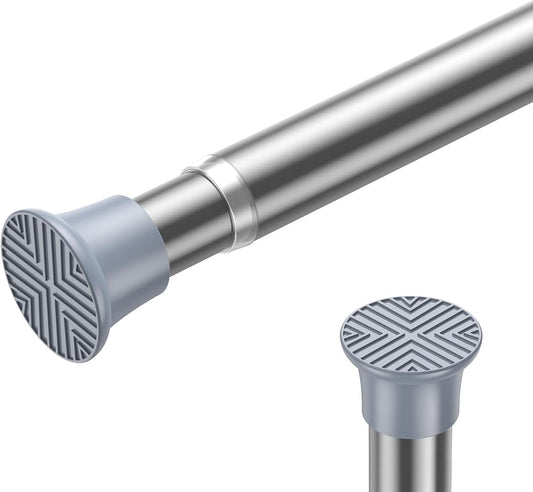 1PCS Silver Tension Curtain Rod 18-36 Inch Adjustable Curtain Rod No Drilling Tension Rods Small Tension Rod Spring Tension Curtain Rods, for Windows, Door and Closet. (With One Set Rod Holders)