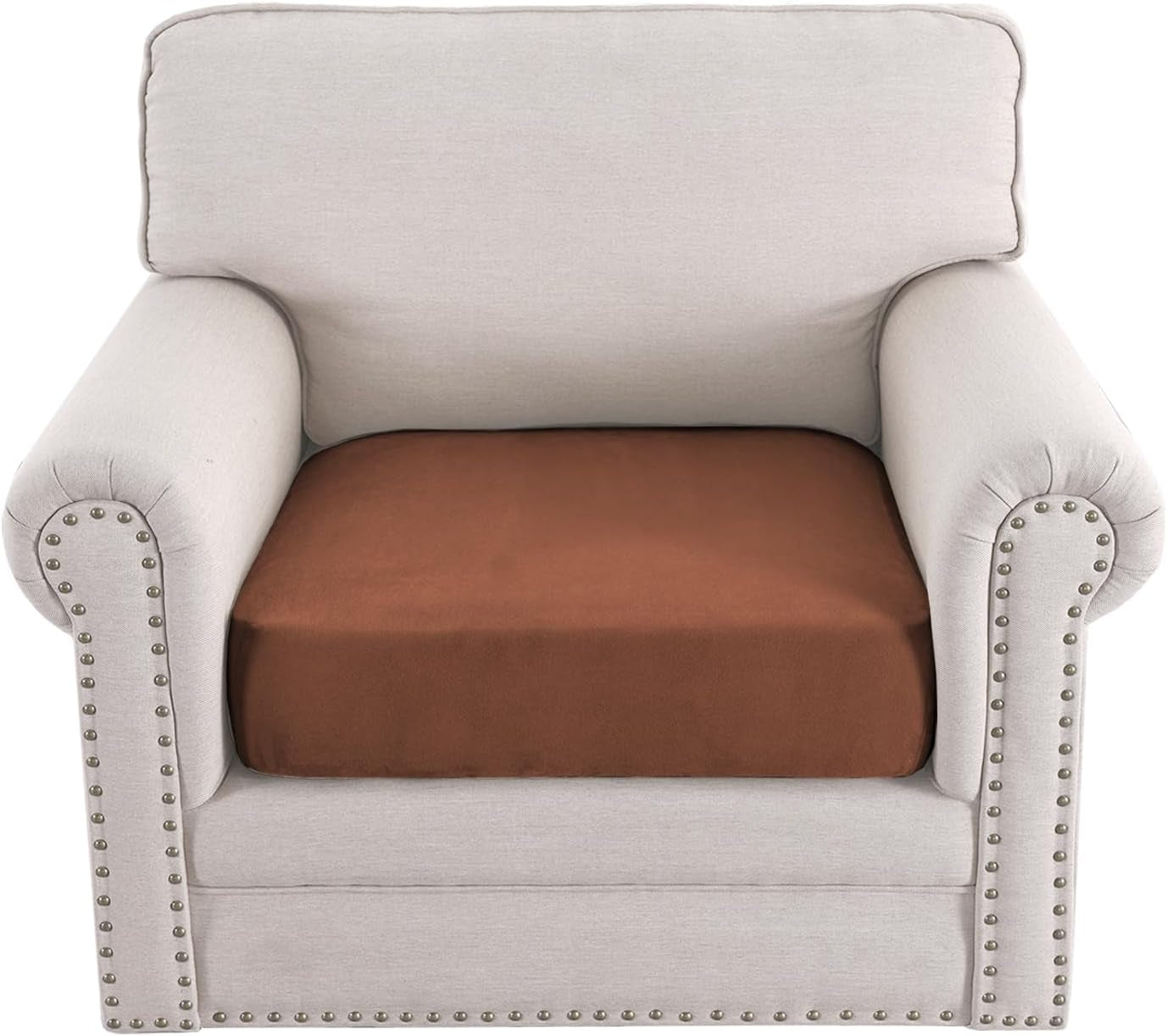 Suede Arm Chair Covers Stretch Couch Cushion Covers Thick Soft Chair Covers Armchair Couch Cover for Sectional Sofa Covers for Pets Washable(1 Piece Chair Cover, Vintage Clay)