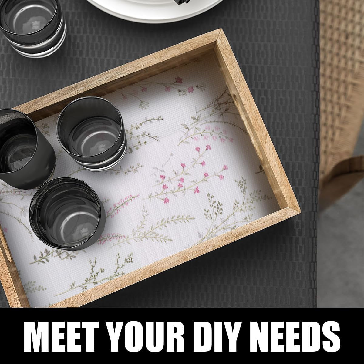 Floral Drawer and Shelf Liner for Cabinets, Non-Adhesive and Strong Non-Slip Flower Shelf Cabinet Drawer Liners for Kitchen,Table,Bookshelves,Waterproof Cupboard Liners,12In X 10FT