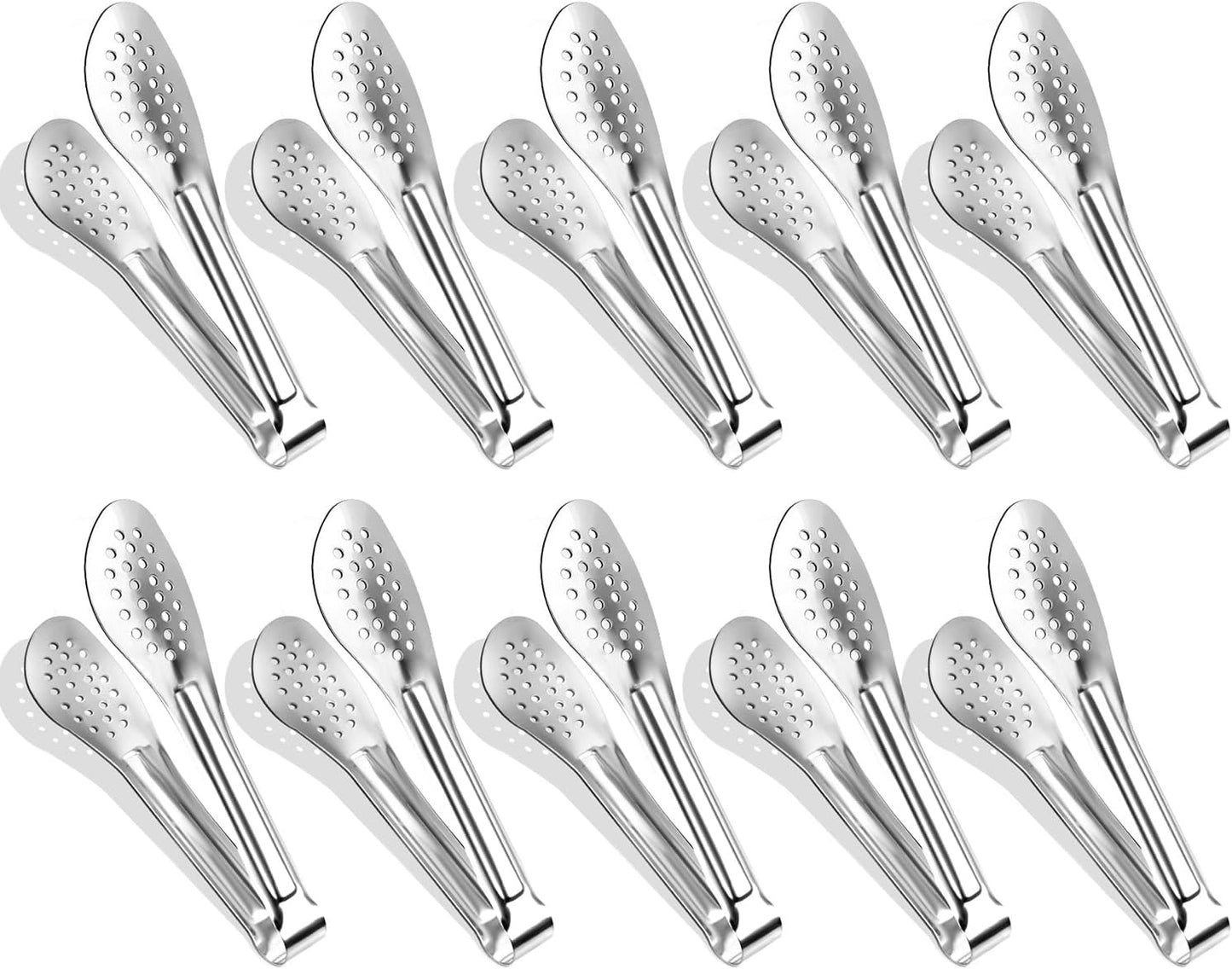 10PCS Serving Tongs, Small Kitchen Tongs, Stainless Steel Small Appetizer Tongs Mini Sugar Ice (5 Inch)