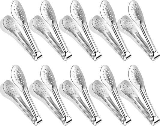 10PCS Serving Tongs, Small Kitchen Tongs, Stainless Steel Small Appetizer Tongs Mini Sugar Ice (5 Inch)