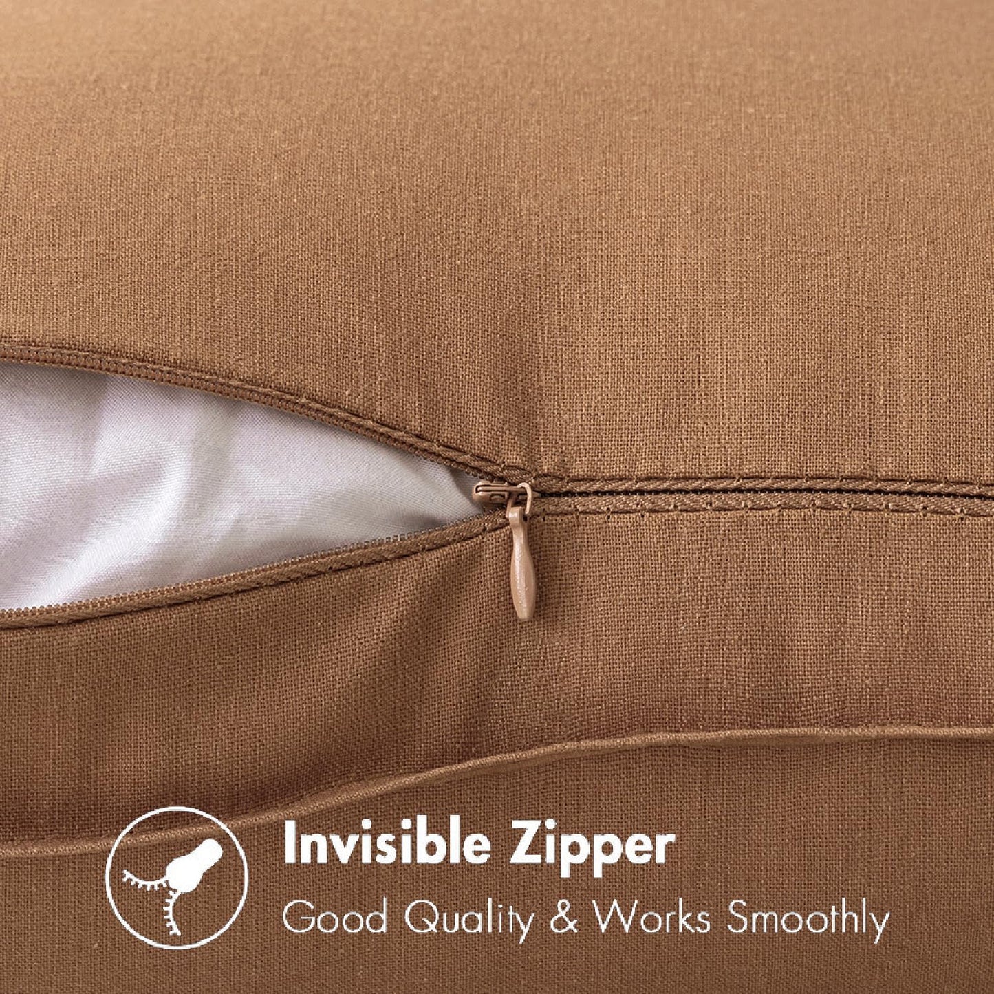 Pack of 2 Decorative Linen Pillow Covers Boho Farmhouse Modern Soft Accent Throw Pillows Neutral Cushion Covers for Sofa Couch Bed Living Room Home Decor, 18X18 Inch Brown
