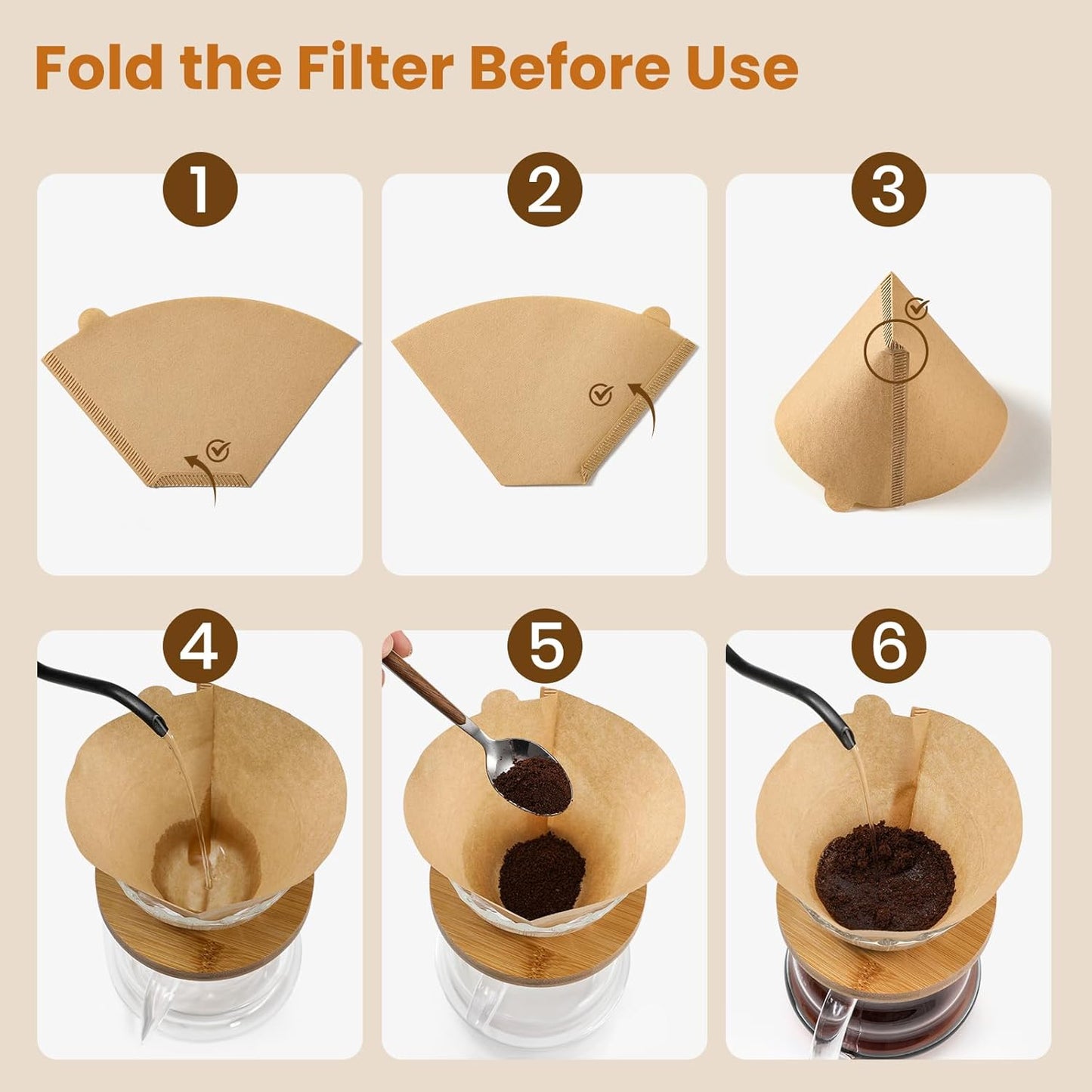 #4 Cone Coffee Filters 8-12 Cup, 200 Count Unbleached Natural Coffee Paper Filters, No Blowout, Disposable Coffee Filter for Pour over and Drip Coffee Maker