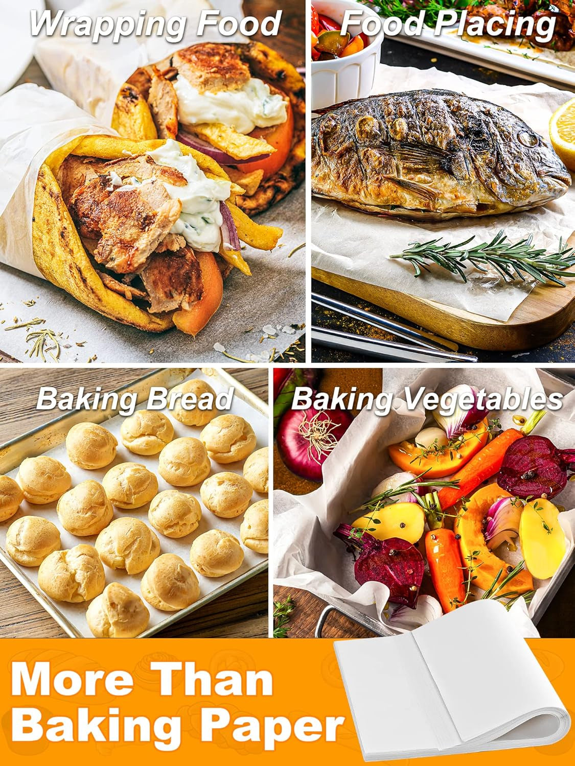 200 Pcs Parchment Paper Baking Sheets, 8X12 Inch Non-Stick Precut Baking Parchment, Suitable for Baking Grilling Air Fryer Steaming Bread Cup Cake Cookie and More (White)