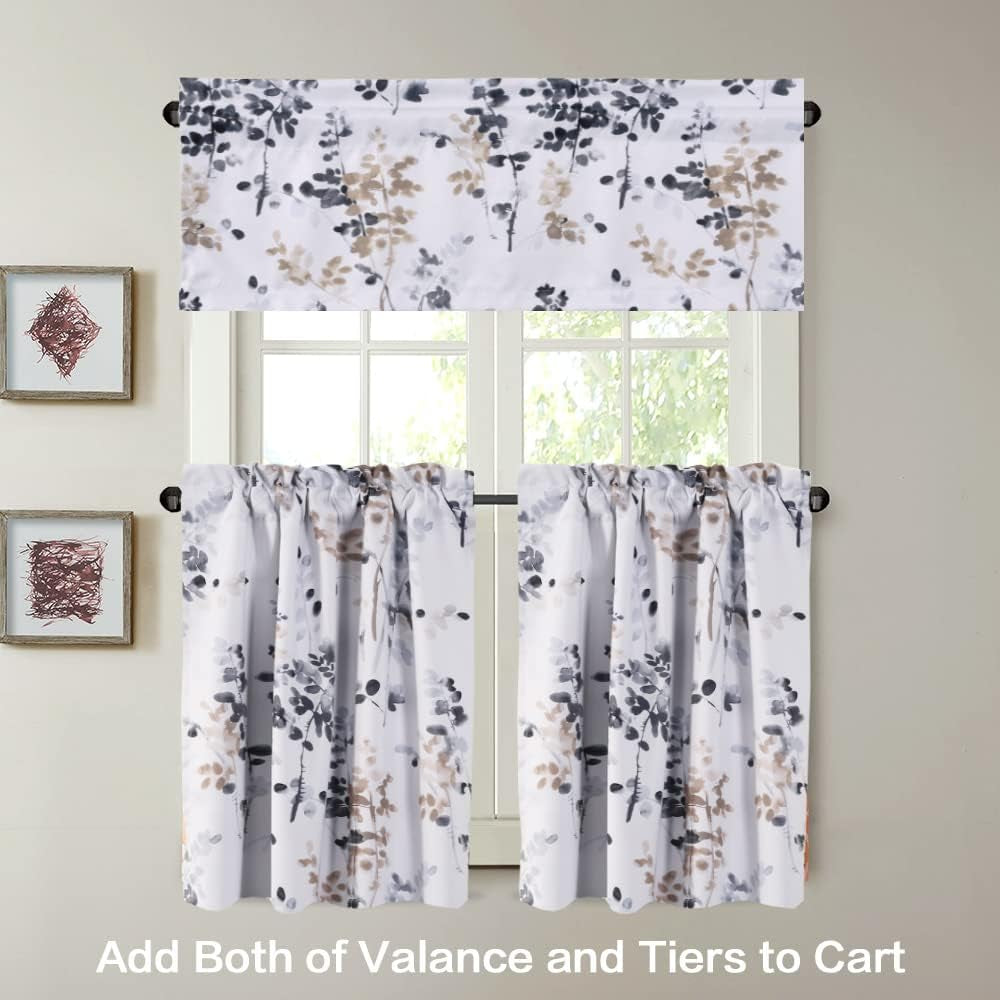Valance for Kitchen Windows/Bathroom/Living Room/Bedroom Blackout Window Valance Thermal Insulated Rod Pocket Valance Curtains, 52" W X 18" L, 1 Panel, Bluestone and Taupe