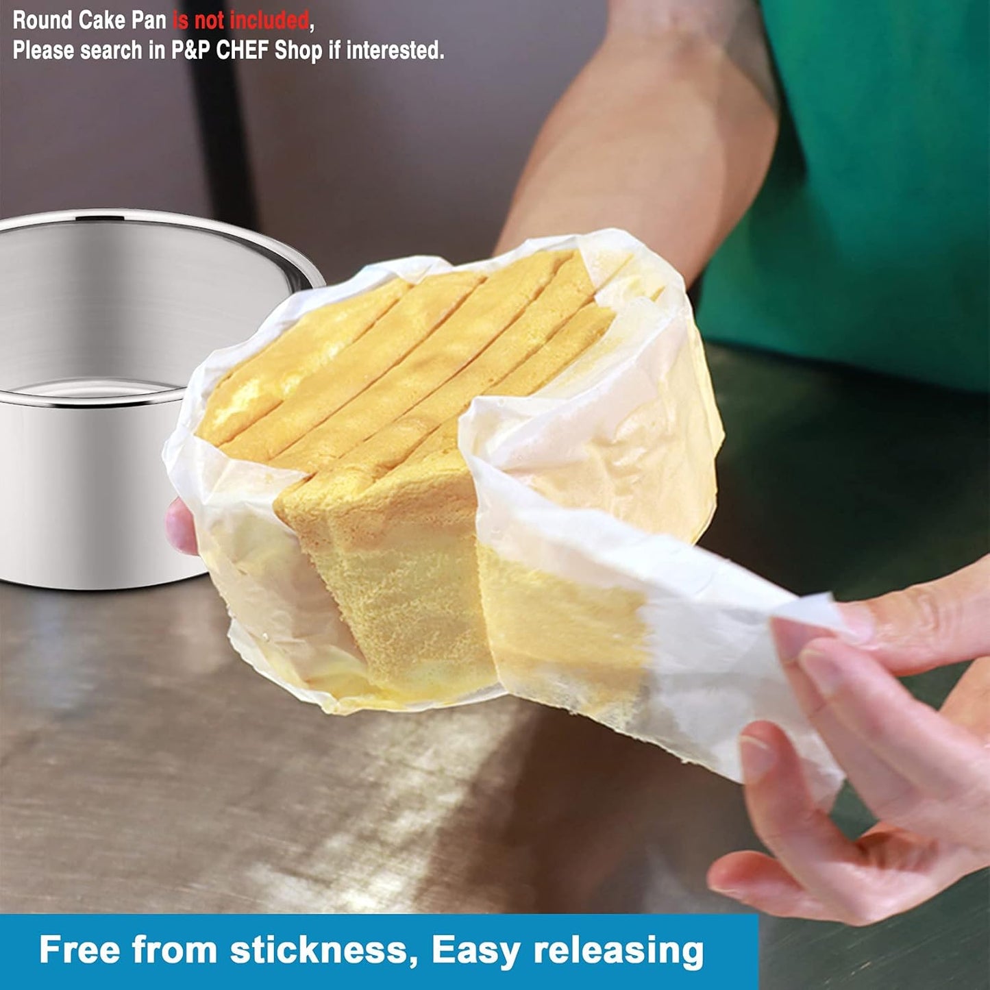 Cake Pan Liner Roll, Nonstick Pan Side Liner Baking Parchment Paper for round Square Oval Rectangular Bakeware, Healthy & Heavy Duty, Oil & Water Proof - 2 Pcs