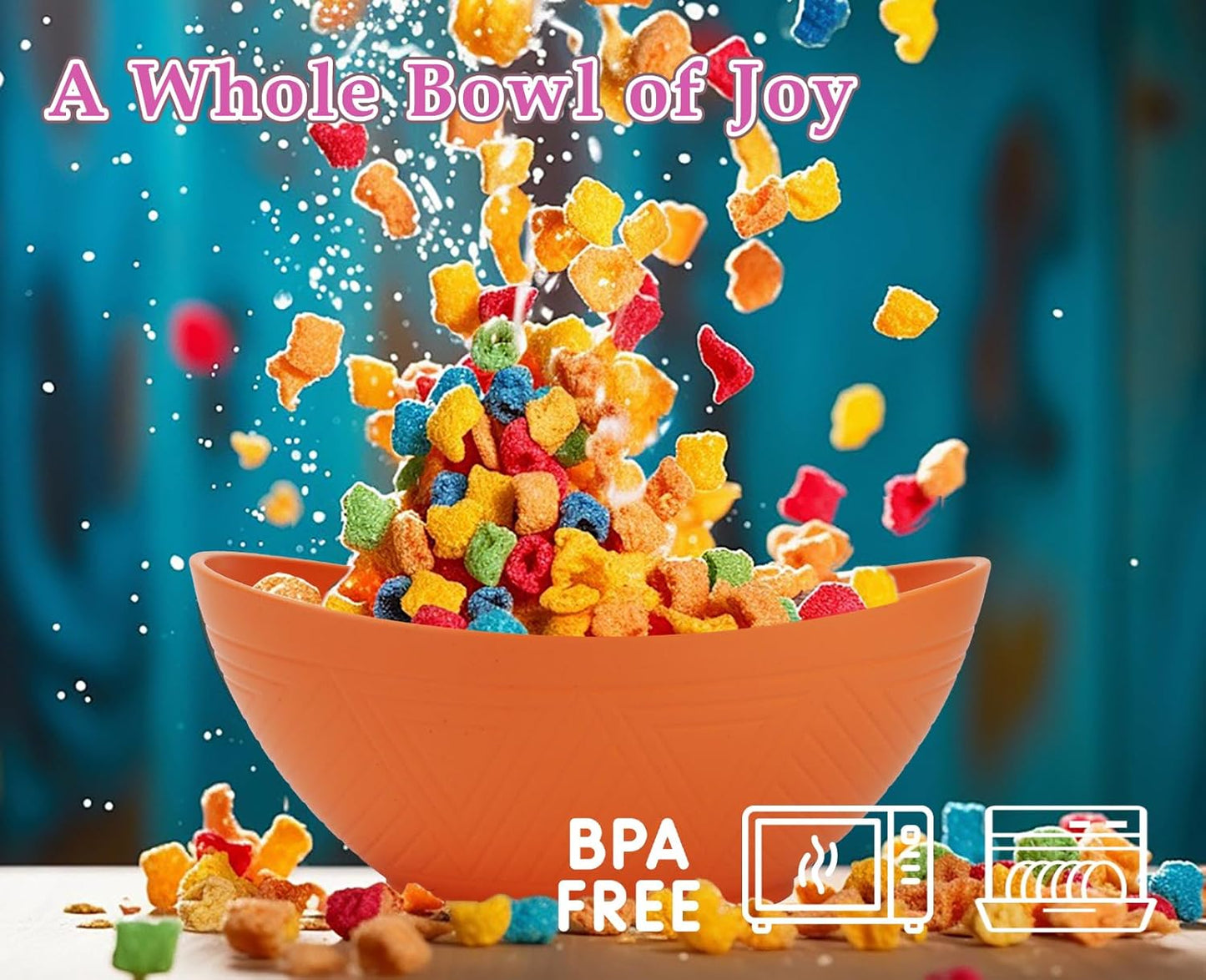 Wheat Straw Mini Bowls - 10 OZ Oval Set of 4 for Snacks, Desserts, Fruits, Ice Cream, Dips, and Yogurt, 5 Inch, Microwave and Dishwasher Safe, Mondrian Color