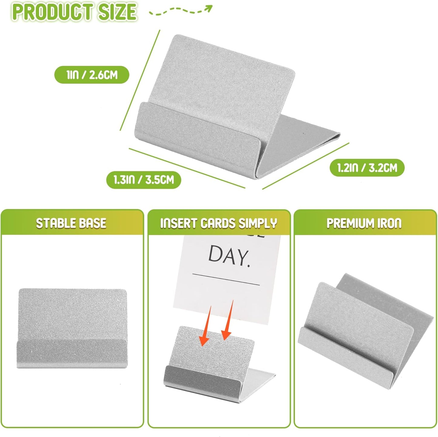 Table Card Holder Metal Place Card Holders Steel Card Holders for Photos, Food Signs, Memo Notes, Weddings, Restaurants, Birthday (Silver 16PK)
