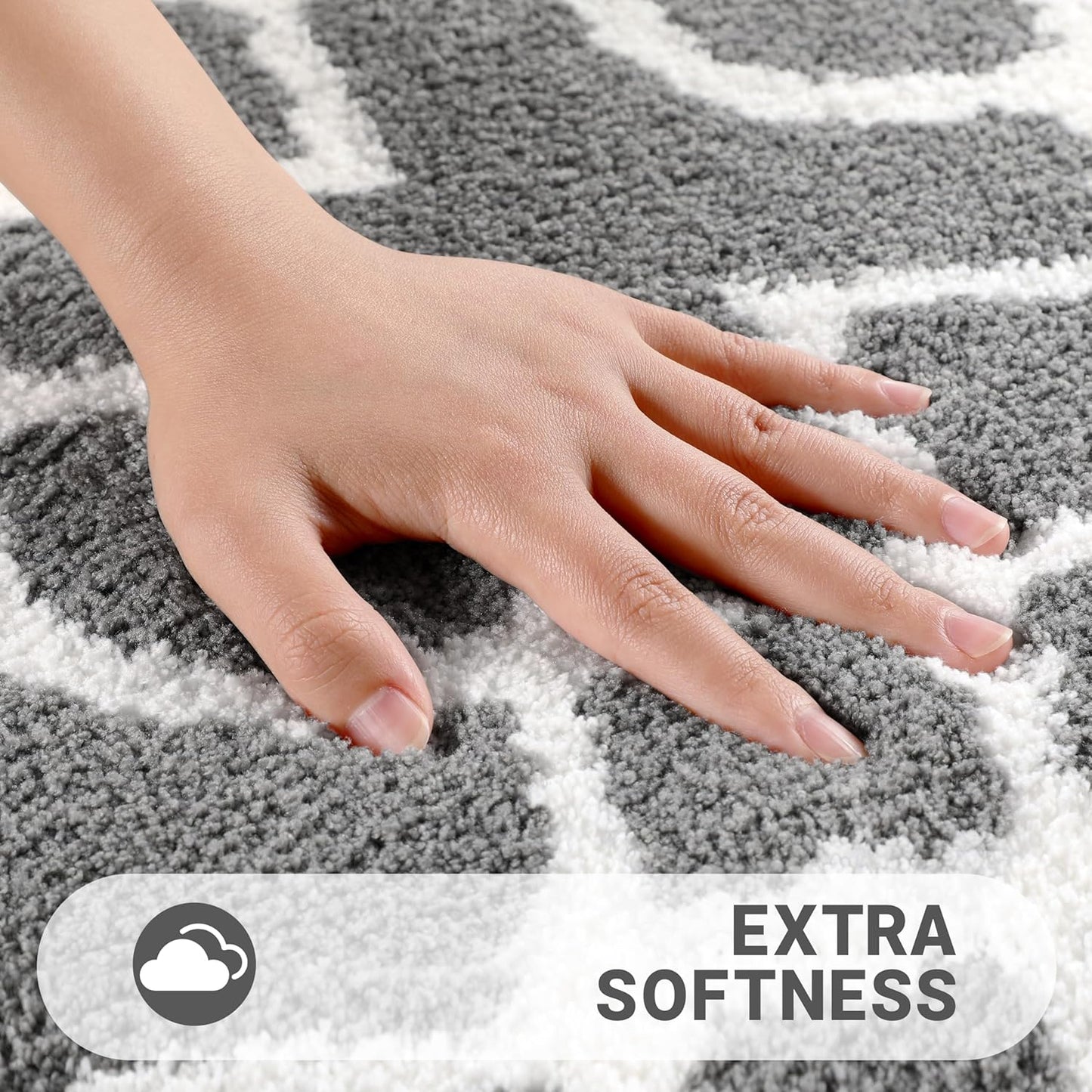 Luxury Fluffy Bathroom Rugs, Super Elastic Soft Thick Plush Bath Mat, Non-Slip Water Absorbent, Easier to Dry, Shaggy Microfiber Floor Carpet for Bathtub, 31.5 X 19.8 Inch, Grey
