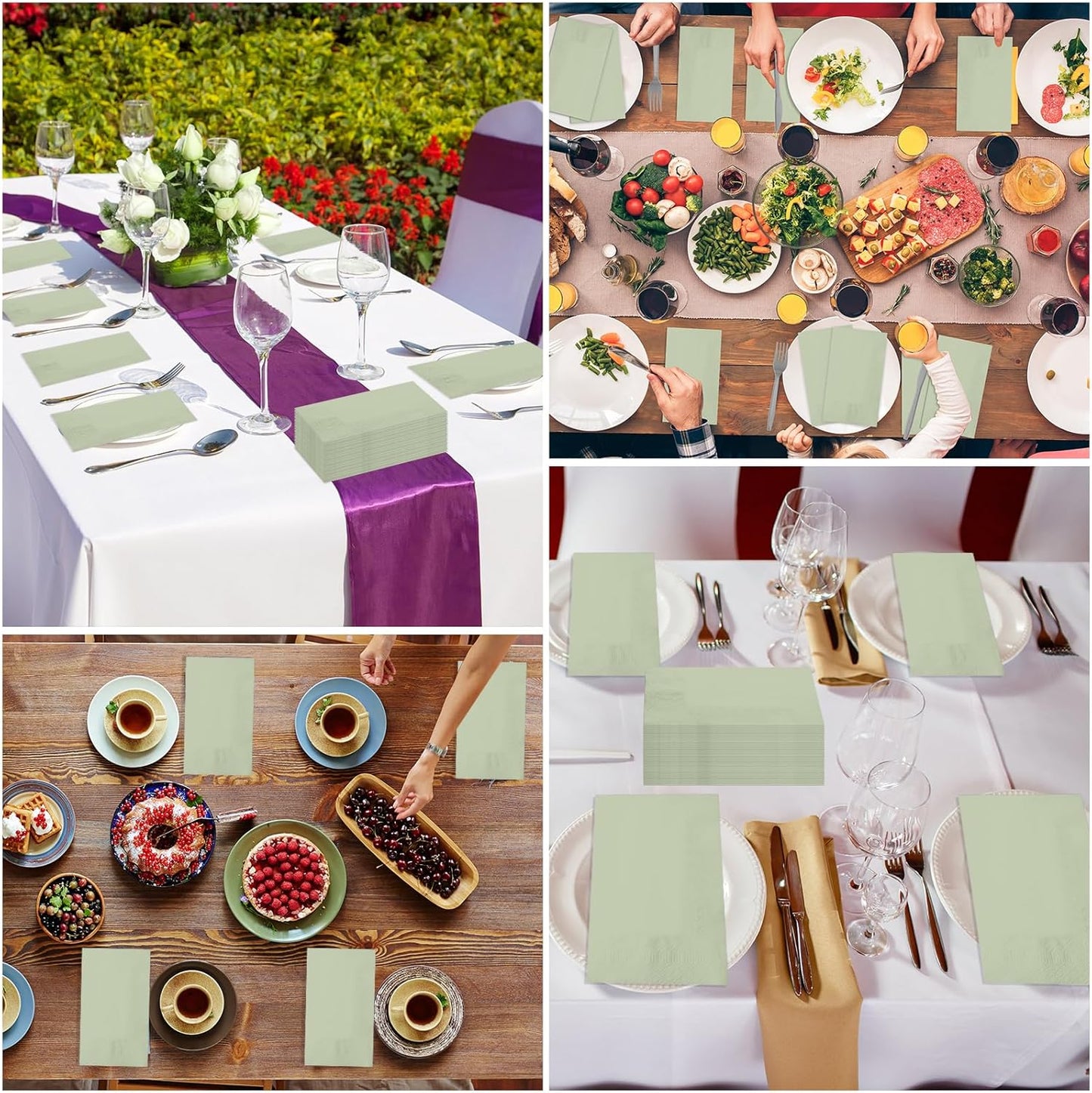 50Pcs Sage Green Disposable Paper Napkins,Decorative Dinner Cocktail Napkin Paper Hand Towels for Easter,Wedding,Birthday,Baby Shower Party Decorations and Supplies,7.9X4.3