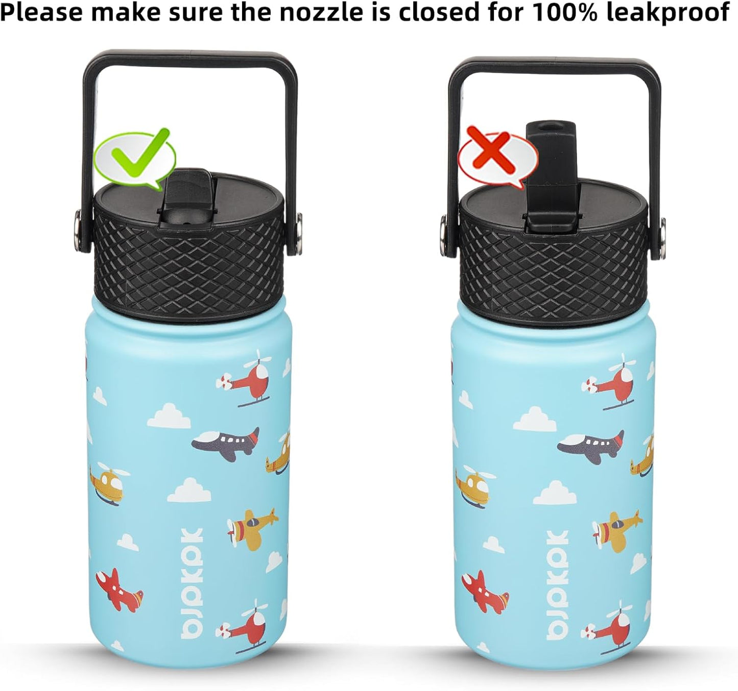 Water Bottle with Straw Lid, 15 Oz Insulated Water Bottle, Stainless Steel Metal Water Bottles, Reusable Leak Proof BPA Free Thermo, Flask, Cups, Aircraft