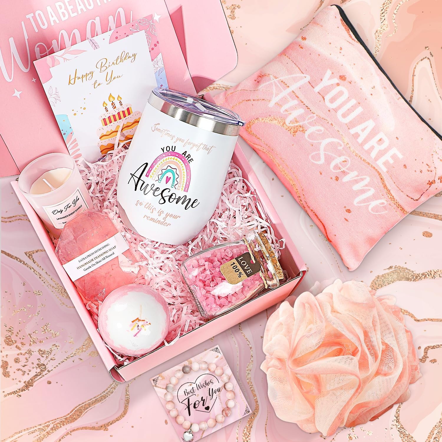 Gifts for Women, Birthday Gifts for Women Friendship, Relaxing Spa Gift Basket Set, Self Care Gifts for Women Mom Best Friends Sister Wife, Teacher Nurse Appreciation Gifts