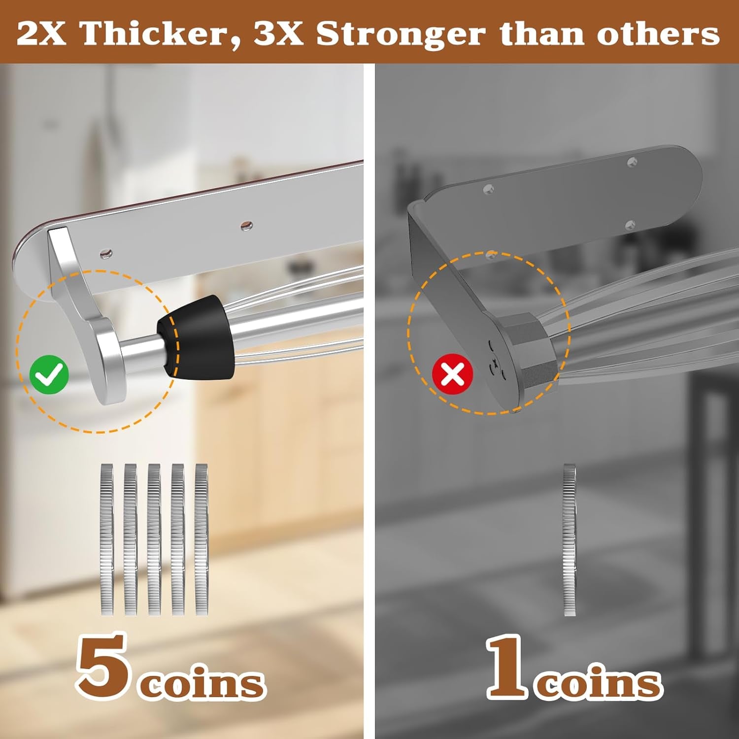 Magnetic Paper Towel Holder for Fridge - No Drill, One Hand Tear with Ratchet Mechanism, Silver, Self-Adhesive & Wall Mount for Kitchen, RV, Garage