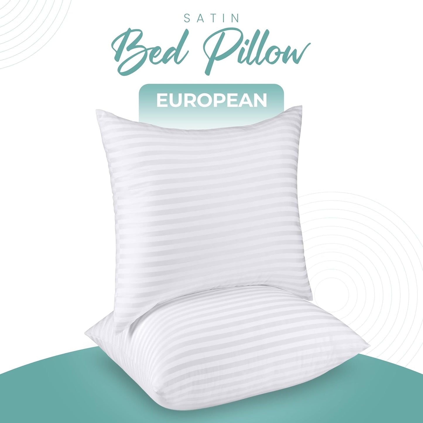 Pillows European Size Set of 2 (White), Hotel Pillows, Cooling Pillow for Side, Back or Stomach Sleepers
