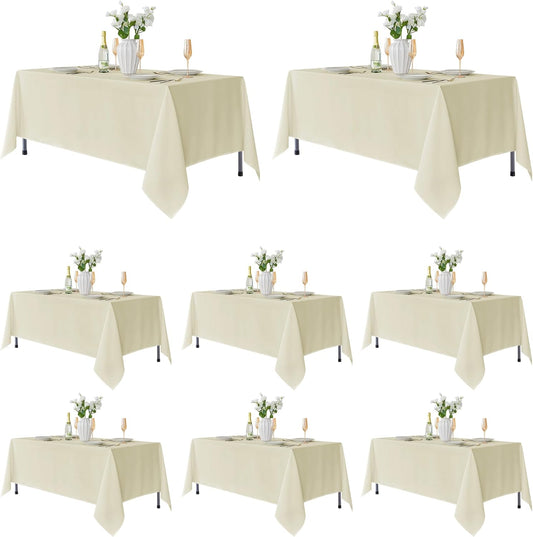 8-Pack Rectangular Tablecloths: Stain and Wrinkle Resistant Washable Polyester for Weddings, Parties, Dining, Banquets, and Catering (Ivory, 70x120 Inches)