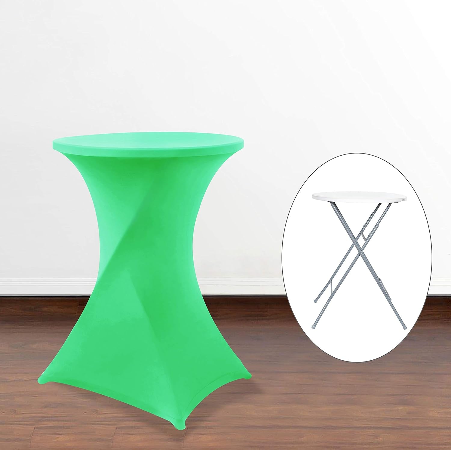 Grass Green Cocktail Table Covers Stretch Spandex Cocktail Table Cover Cloth for Wedding (30"-32" Diameter X 42" Height,1Pc)
