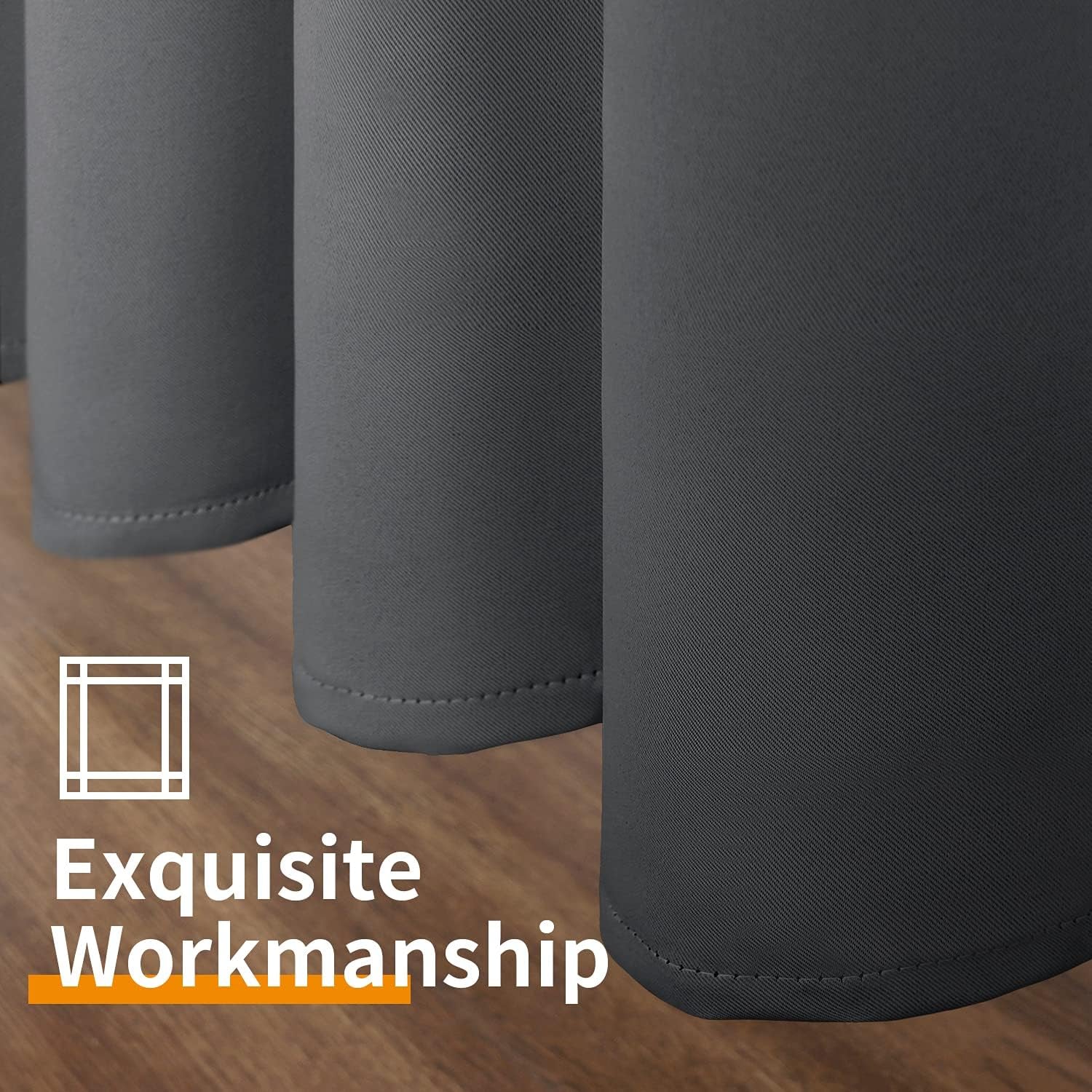 Blackout Curtains for Bedroom 63 Inches Long - Insulated Room Darkening Window Drapes with Grommet for Living Room Kids Energy Saving Thermal Curtain, 2 Panels, 42 X 63 Inch, Dark Grey