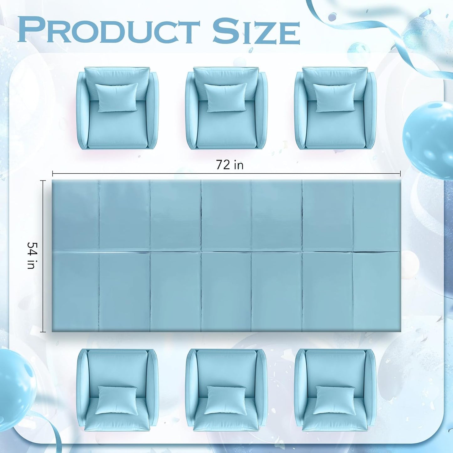 Light Blue Foil Disposable Tablecloths - 54 x 72 Inches - Waterproof Covers for Baby Showers, Frozen-Themed Birthdays, Winter Celebrations, Christmas, Weddings, and Graduations - Set of 4