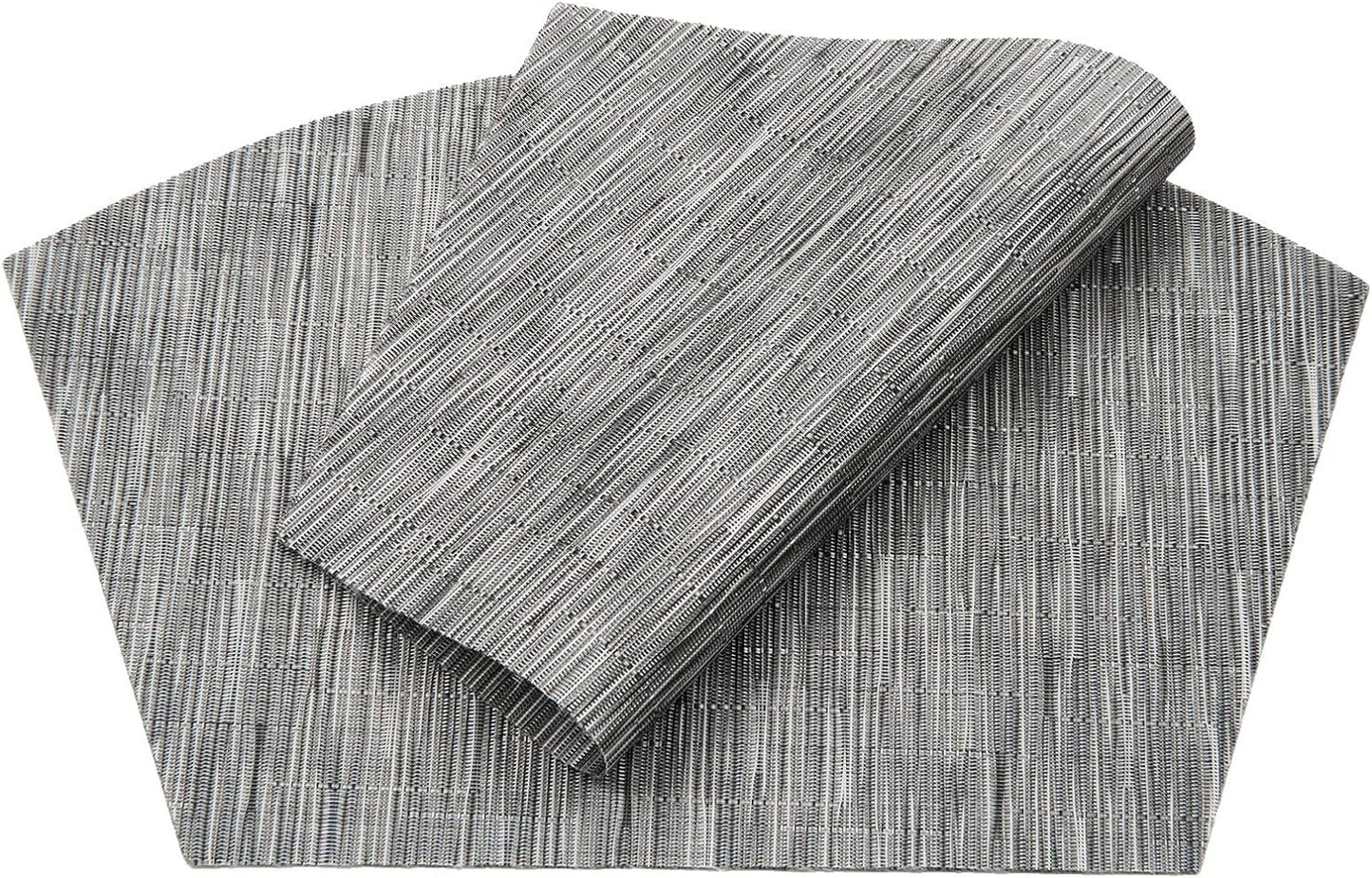 Small round Table Placemats Set of 4 Wedge Placemats Heat Resistant Woven Vinyl Table Mats Wipe Clean (4, Silver Gray)