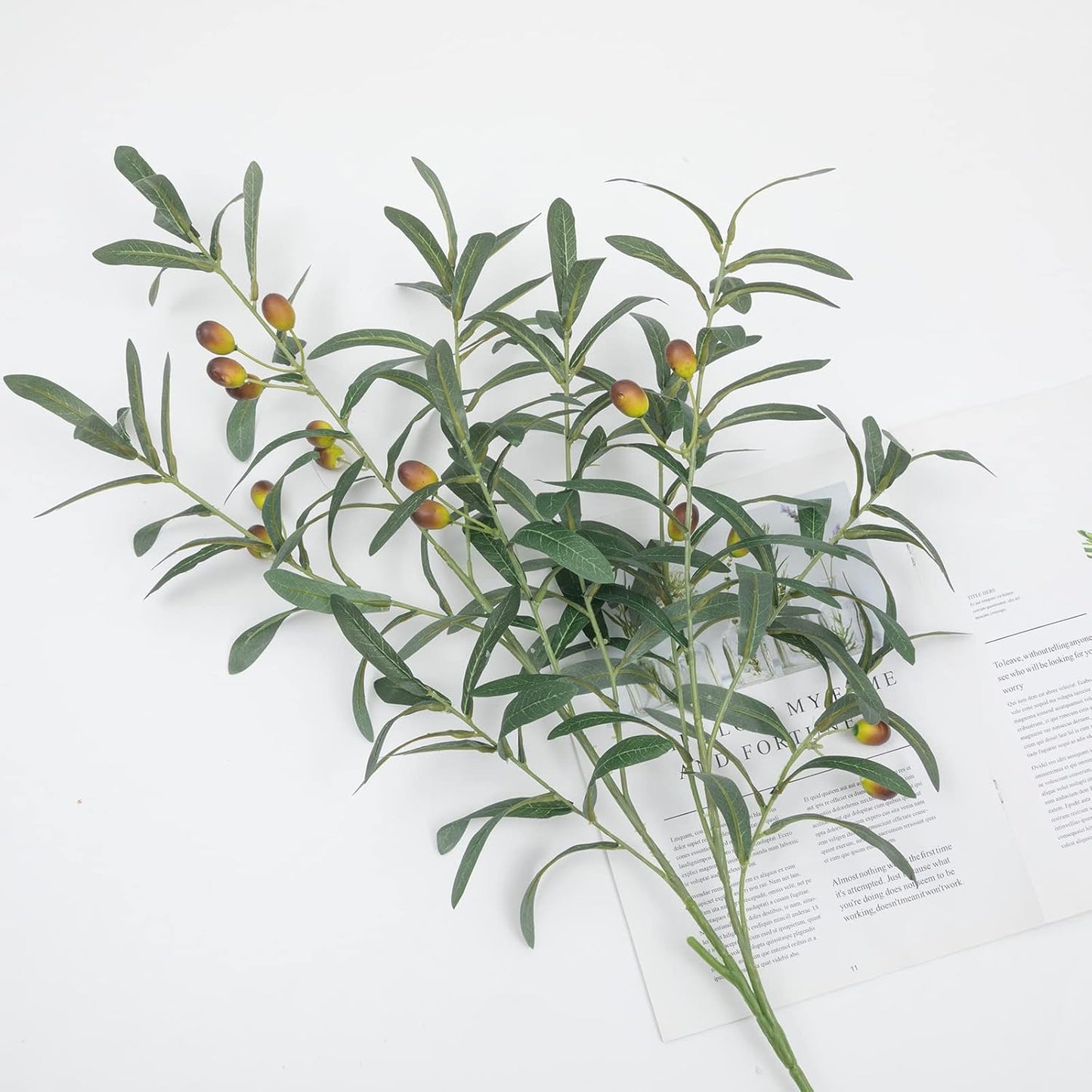 3 PCS 39" Fake Olive Tree Branches Olive Stems Large Tall Artificial Greenery Stems Bulk Faux Olive Branches for Vase Olive Leaves Plant Branch Greenery Decor