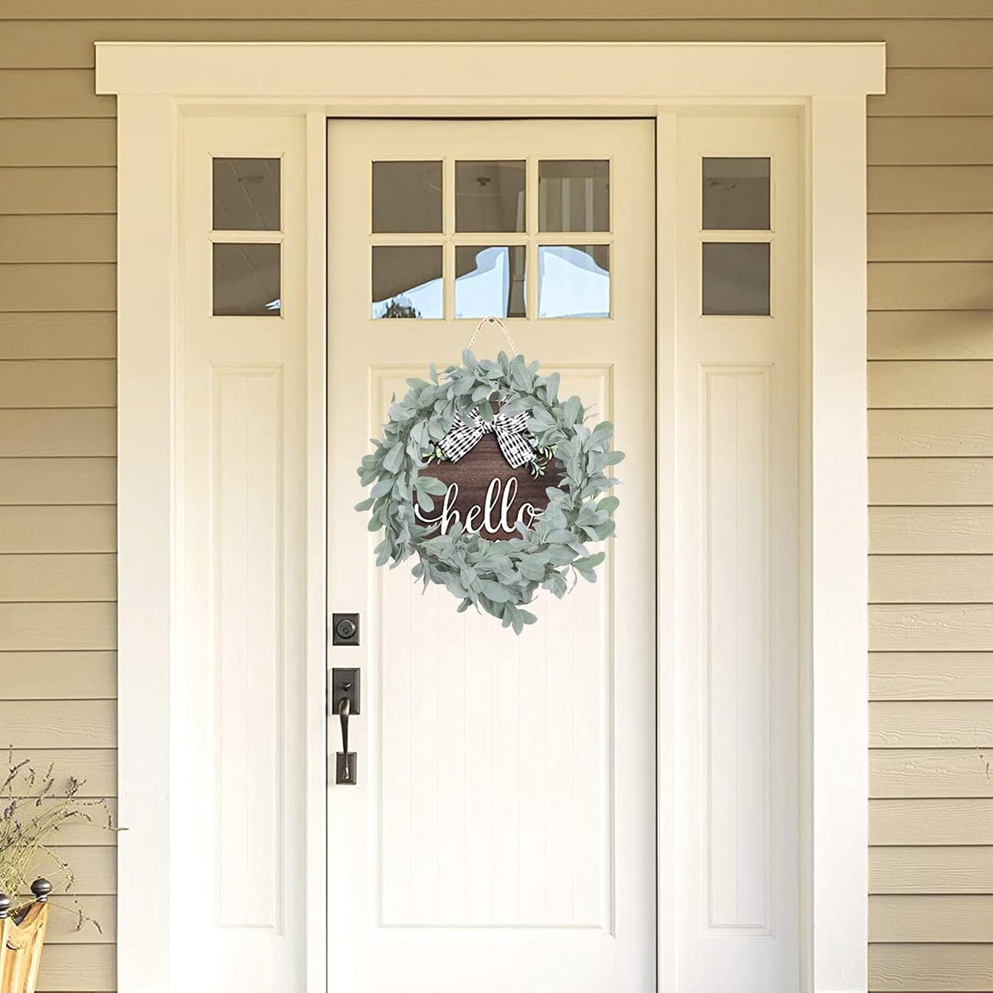 6 Ft Artificial Flocked Lambs Ear Garland - Greenery Vines, Faux Green Leaves for Mantle, Wedding, Home Party Decor, DIY Floral (1 Pack)