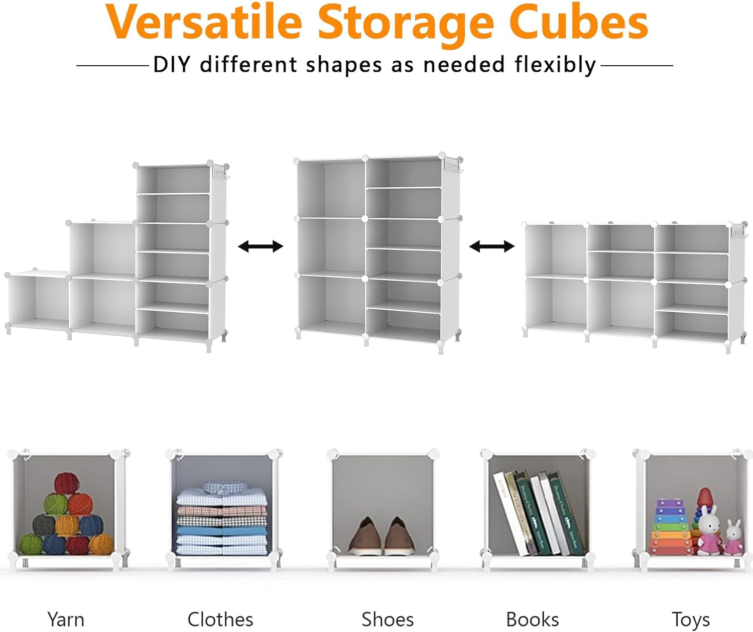 6 Cube Closet Organizer Storage Shelves Portable Clothes Organizers and Storage Stackable Cubby Shelving for Closet Bedroom Living Room Office White