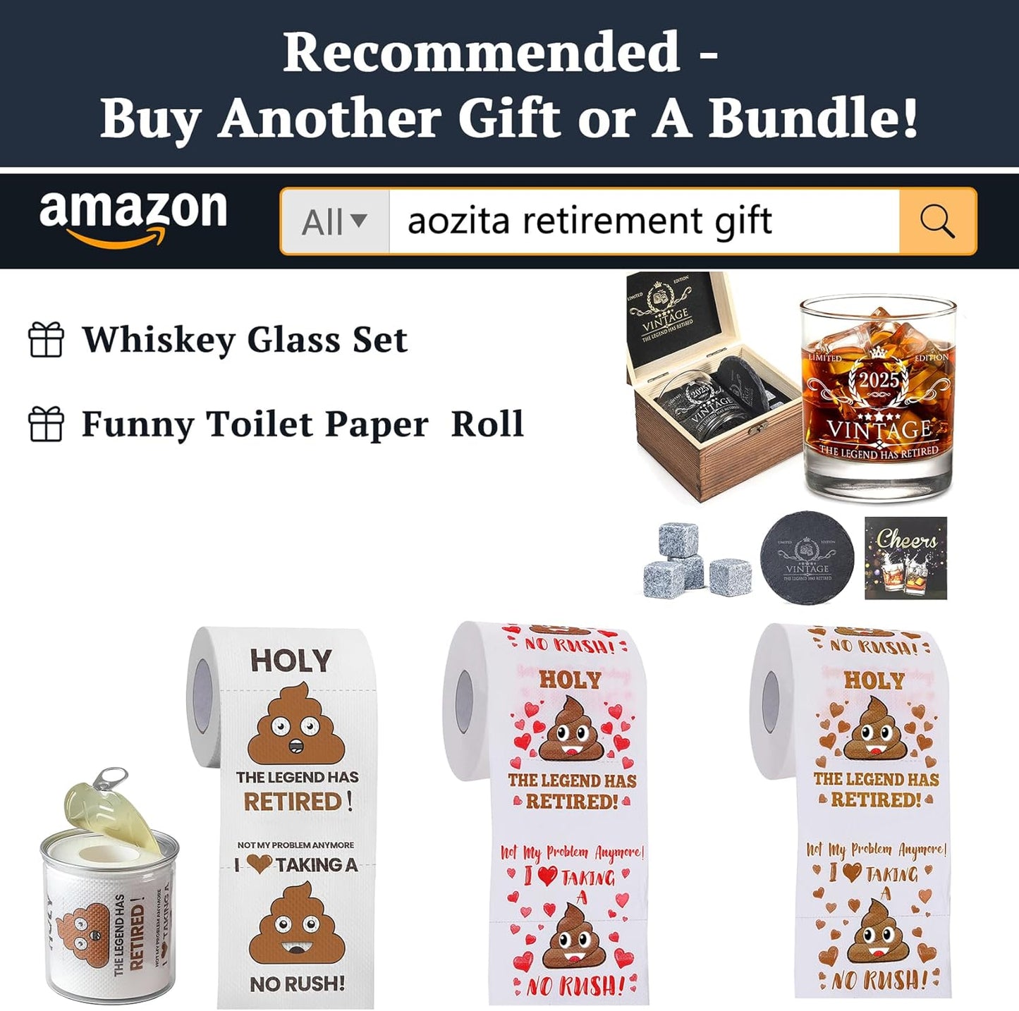 Funny & Unique Retirement Gifts for Women Men - Retirement Toilet Roll Paper - Perfect Retired Gift Ideas, Retirement Party Decorations Supplies for Him Her Male Female Friends Coworker Guy Family
