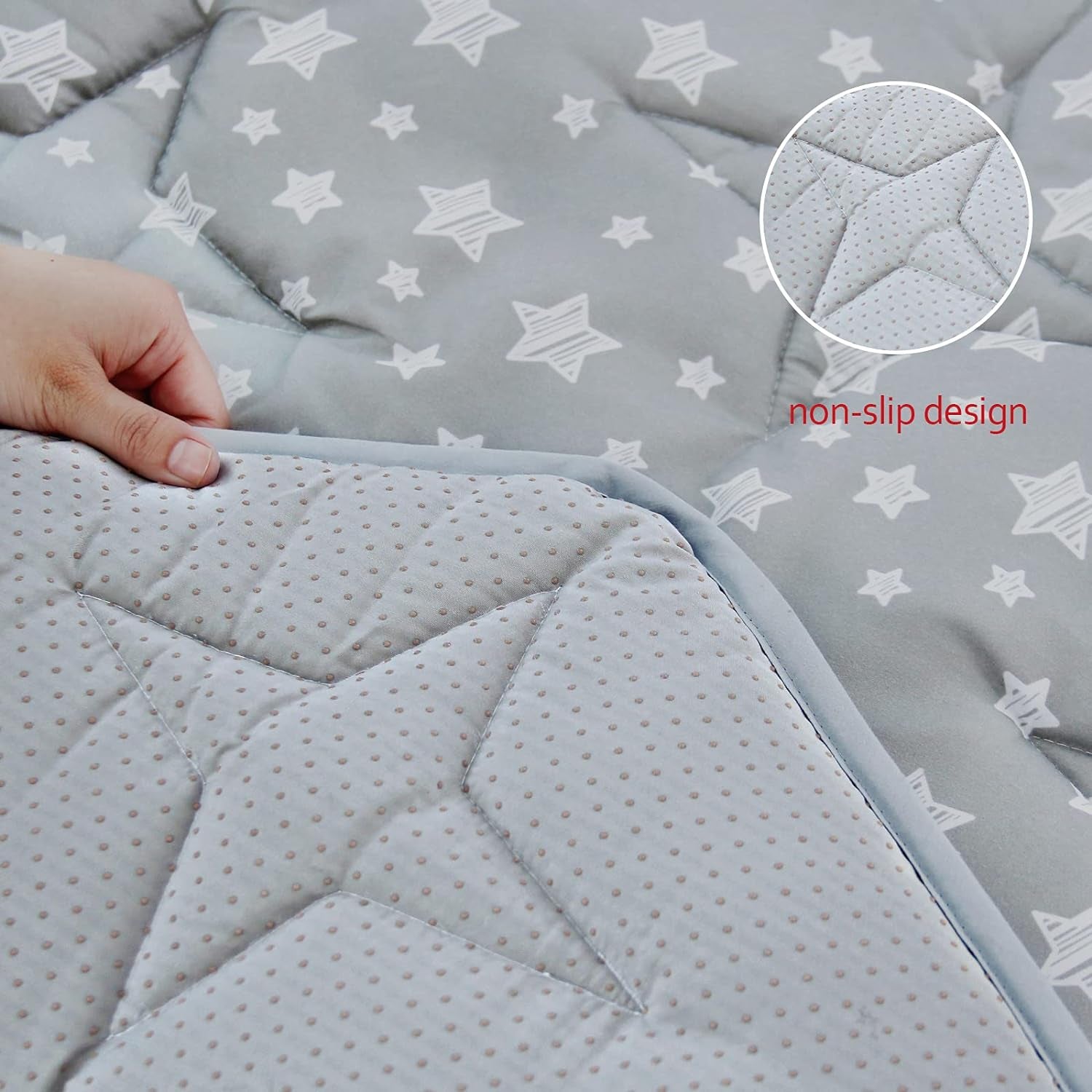 Octagon Playpen Mat Grey, Non Slip 8 Panel Playpen Mattress Mat Fits Regalo Extra Large Play Yard and Hiccapop XL 69" Baby Playpen, Grey Star Octagon Playard Pad