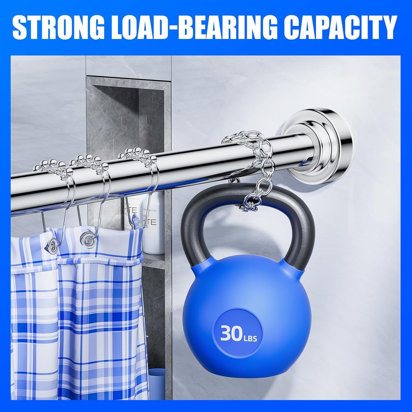 Shower Curtain Rod Tension - 26-76 Inch Never Rust Non-Slip Spring Tension Curtain Rod No Drilling Stainless Steel Curtain Rod Use Bathroom Kitchen(Silver)