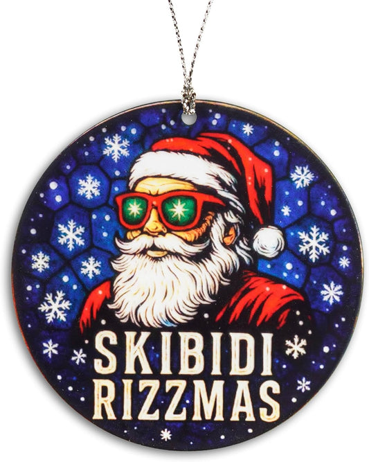 Funny Skibidi Rizzmas Ornament, Funny Christmas Ornaments 2025, Santa Ornaments for Christmas Decorations, Trendy Santa Coolness, for Friend, Family, Coworker, Holiday Hanging Decor