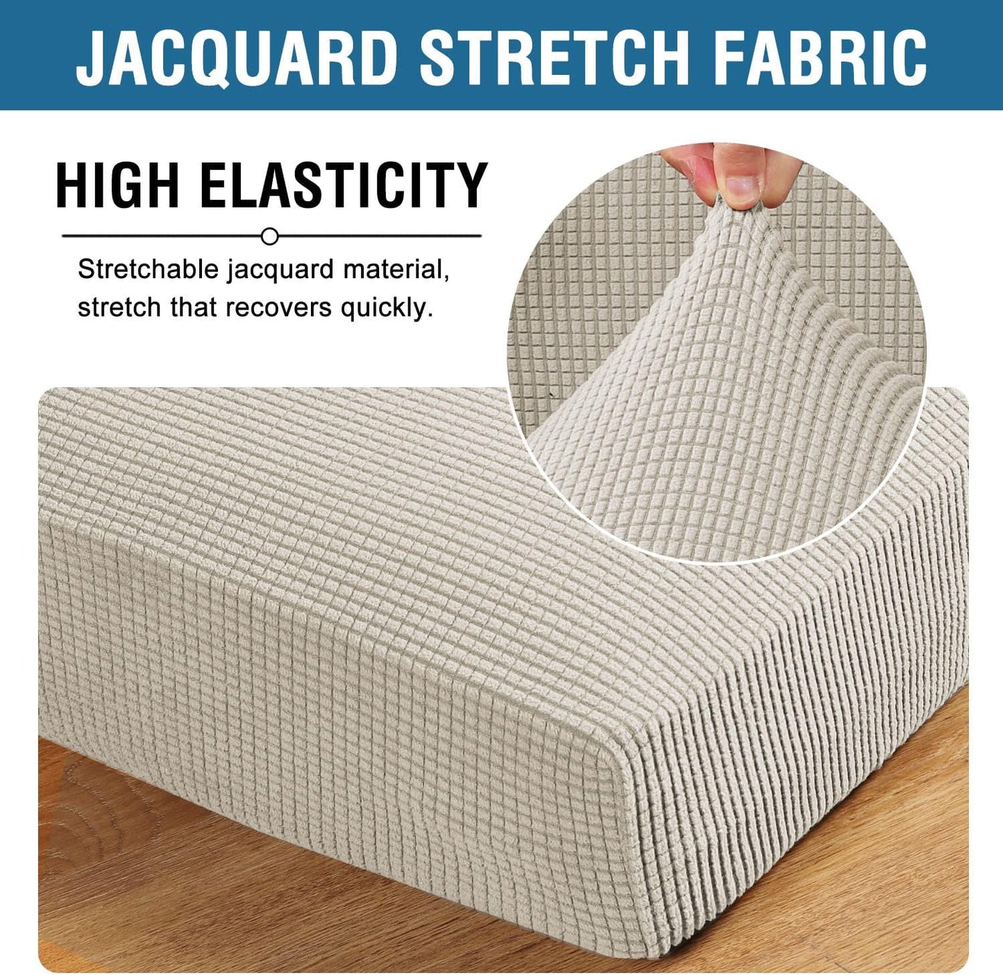 Stretch Couch Cushion Covers Individual Seat Sofa Chair Slipcovers Cushion Protector Cover Featuring Jacquard Textured Twill Fabric(1 Cushion Chair Cover, Island Fossi)