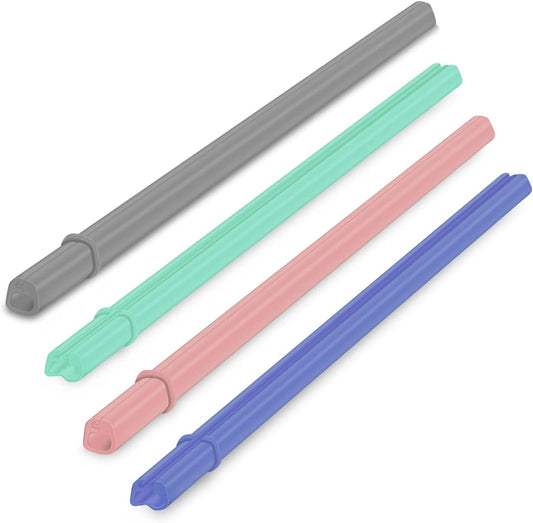 Reusable Openable Silicone Straws - BPA Free, Easy to Clean Without Brush, Portable, Hot and Cold Compatible (Set of 4 Colors)