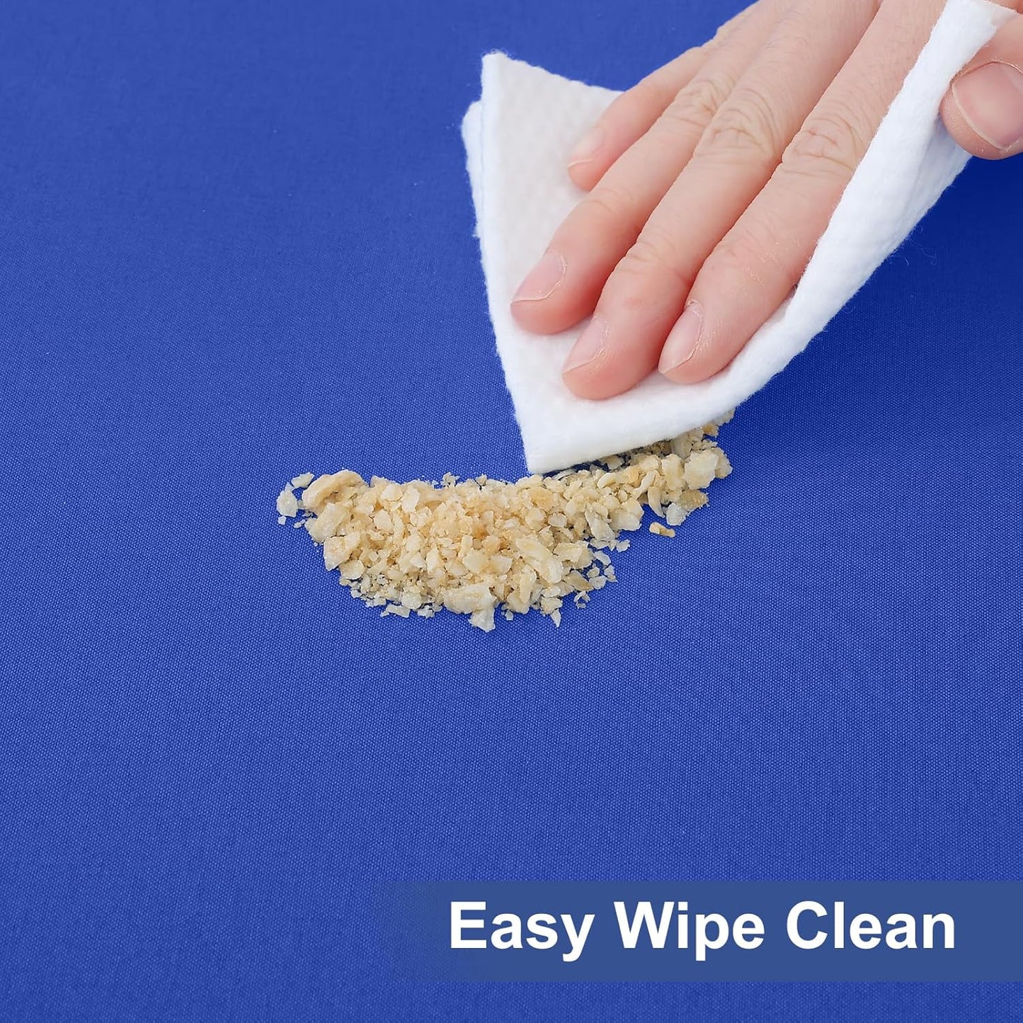 2 Pack 6 Foot Rectangle Elastic Fitted Tablecloth, Waterproof Fabric Table Cover, Washable Polyester Table Cloth for Picnic, Camping, Outdoor (Blue, 30" X 72")