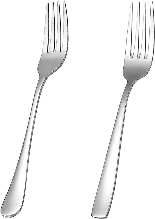 Dinner Forks Bundle,16 Pcs 8" Stainless Steel Silverware Forks with round Handle & 16 Pcs 8" Stainless Steel Fork with Square Handle,Mirror Finish & Dishwasher Safe,Use for Home,Kitchen or Restaurant