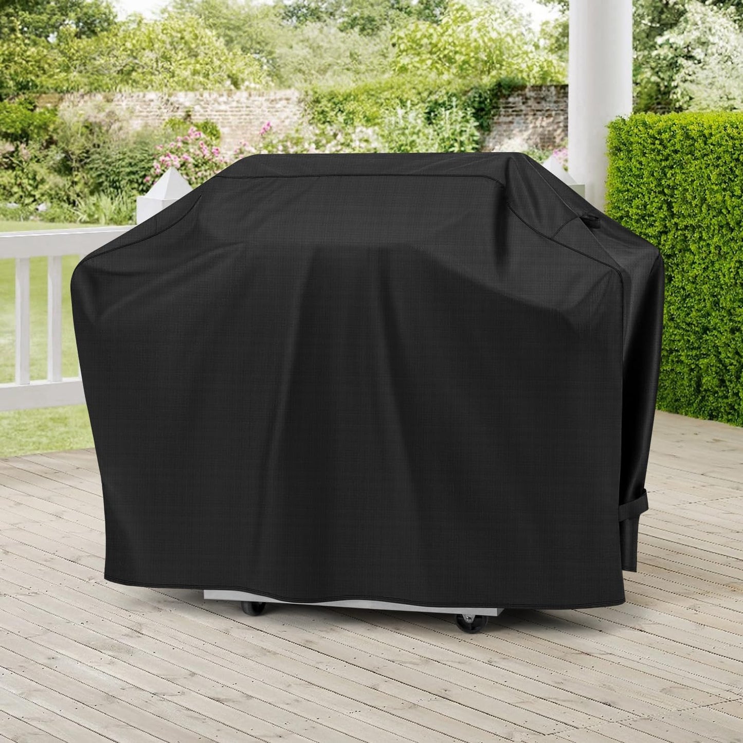 Grill Cover 55 Inch, BBQ Cover for Outdoor Grill, Unique Waterproof Vinyl Exterior with Polyester Lining, Compatible with Weber Char-Broil Nexgrill Bbqs up to 53”Wide, Basic Version