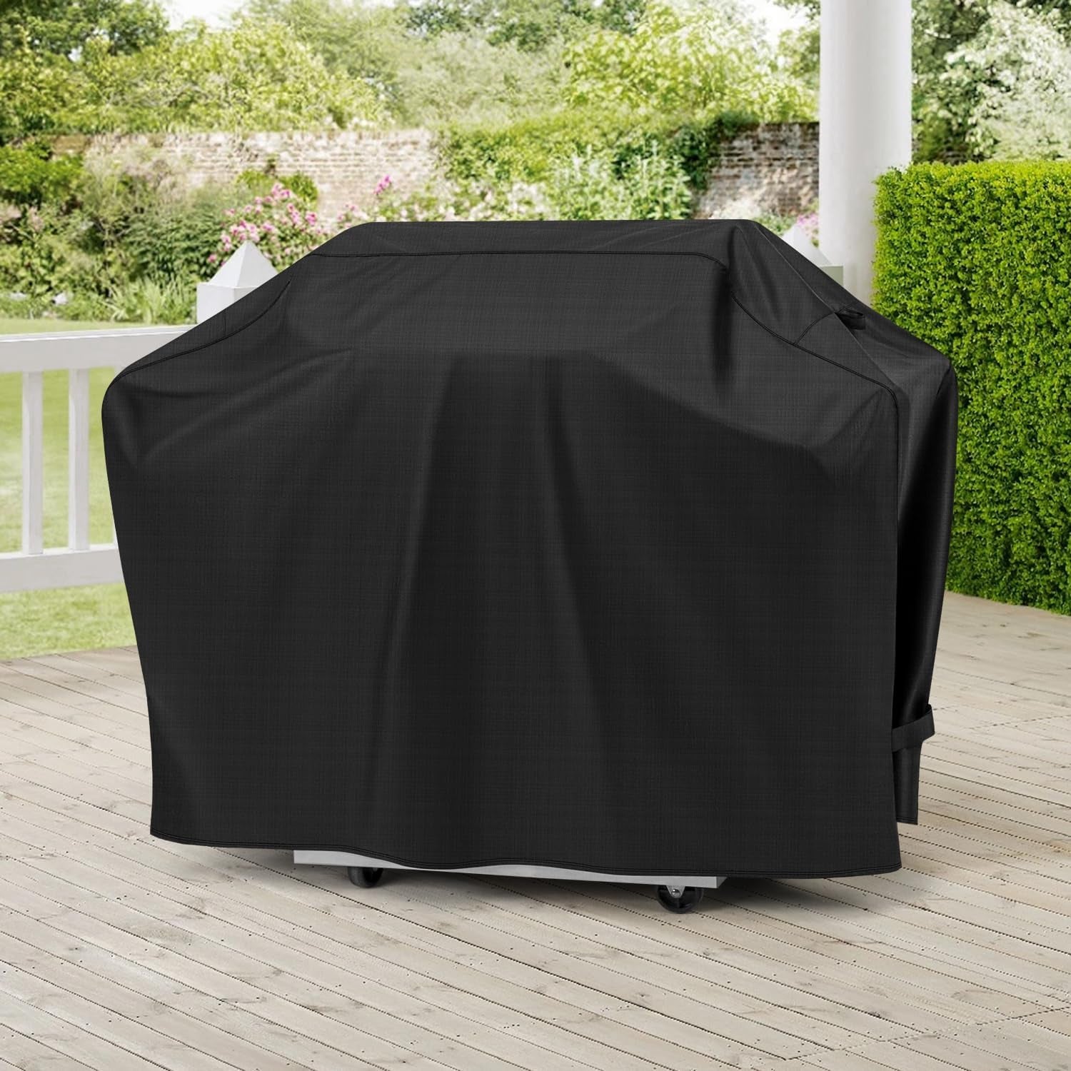 Grill Cover 55 Inch, BBQ Cover for Outdoor Grill, Unique Waterproof Vinyl Exterior with Polyester Lining, Compatible with Weber Char-Broil Nexgrill Bbqs up to 53”Wide, Basic Version