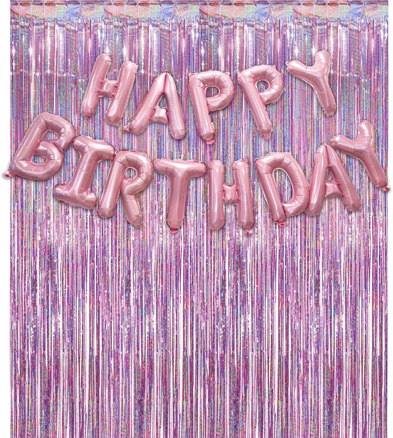 Pink Party Fringe Backdrop with Happy Bday Banner