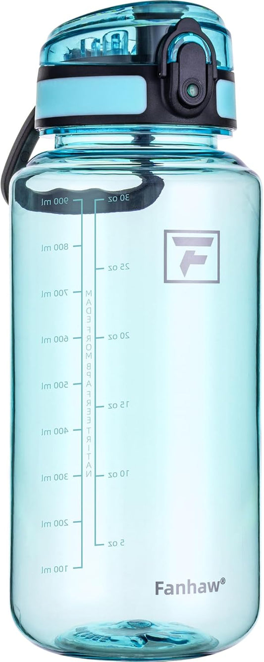 32 Oz Clear Tritan Water Bottle with Chug Lid, Bpa-Free, Wide Mouth, Leak Proof - for Gym, Travel, Home, School, Office (Baby Blue)
