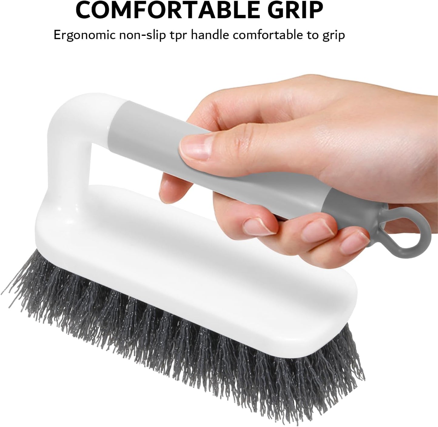 Scrub Brush, Small Cleaning Brushes with Handle, Comfort Grip Shower Scrubber for Cleaning Bathroom, Tub, Kitchen, Sink, Floor, Carpet, 2 Pack (Grey)