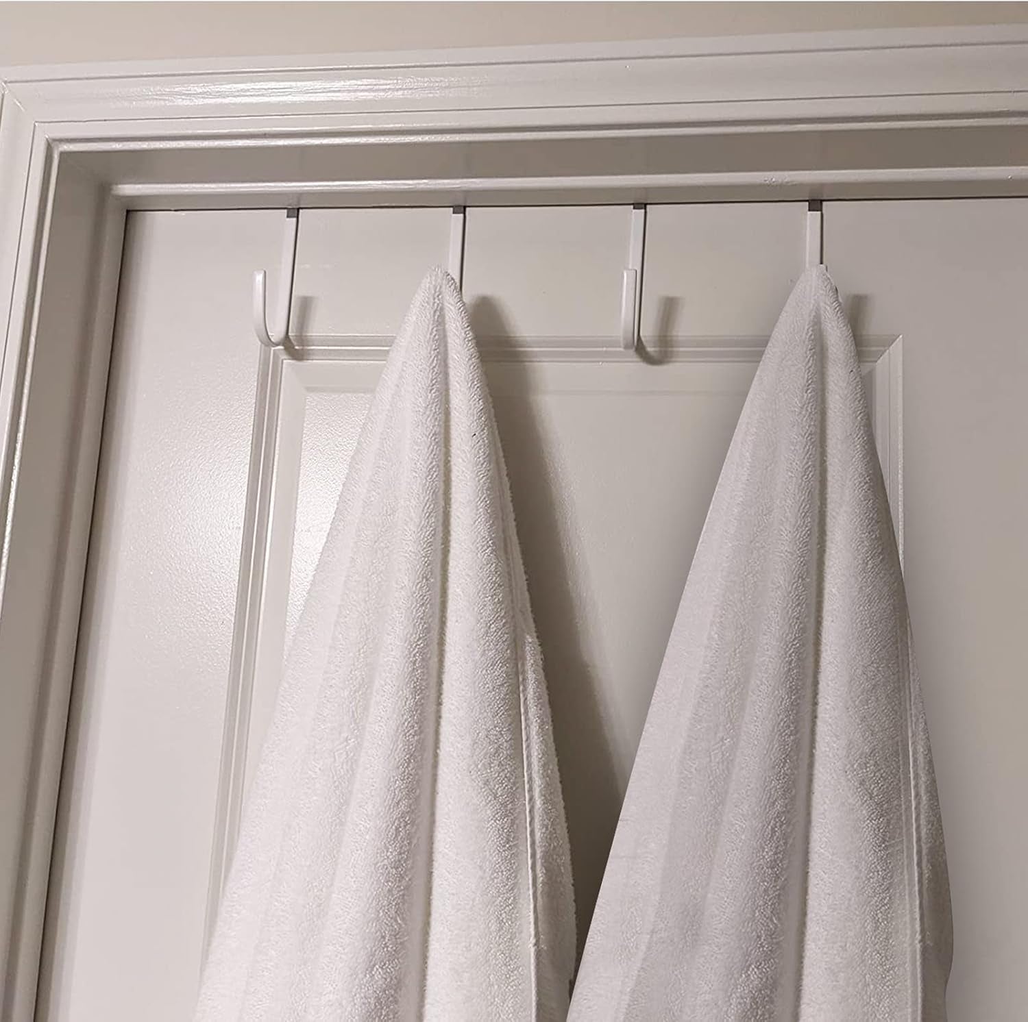 8-Pack Heavy-Duty Over-Door Hooks with White Vinyl Coating for Scratch Prevention, Ideal for Hanging Towels, Clothes, Shoes, Bags, and Hats in Bathrooms, Living Rooms, and Kitchens