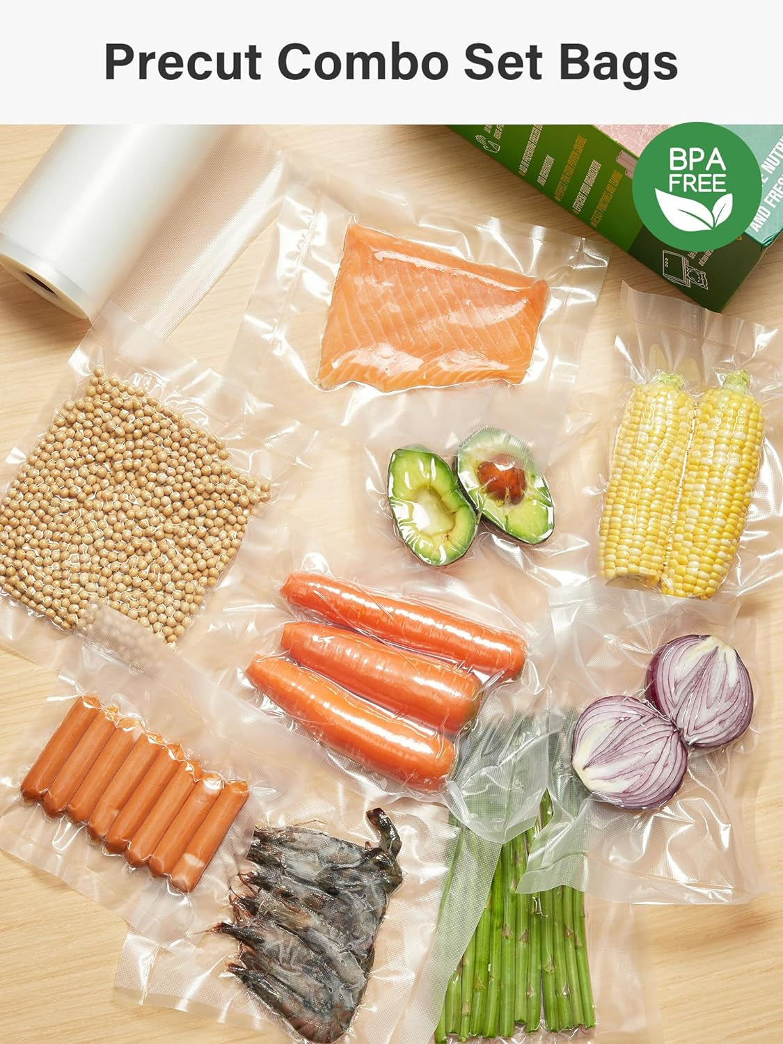 Vacuum Sealer Bags for Food, 6 Rolls for Custom Fit Food Storage, Meal Prep or Sous Vide, 8" X 20' (3 Rolls) and 11"X 20' (3 Rolls) Commercial Grade Vacuum Seal Freezer Bags Rolls