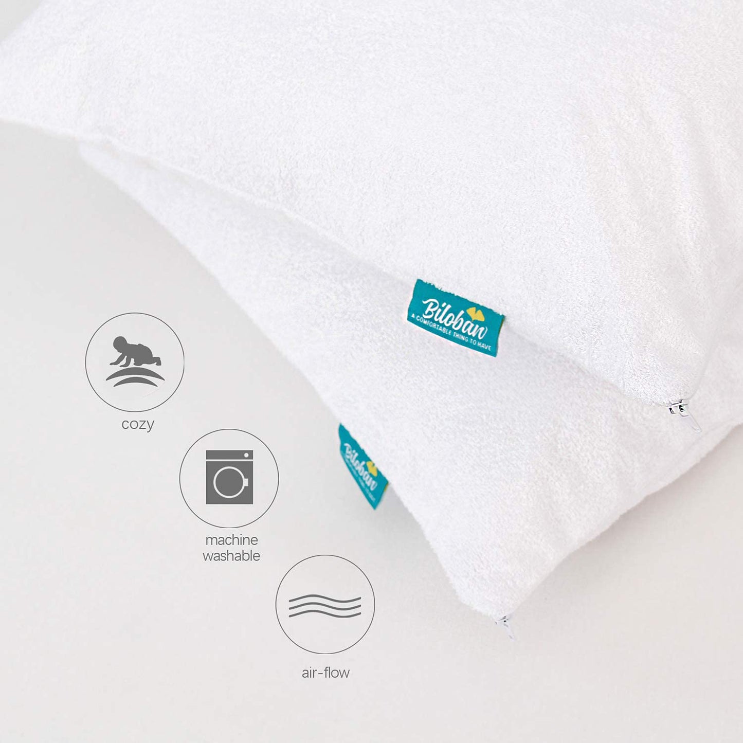 Toddler Pillowcase Protector 2 Pack, Waterproof Pillowcase Cover, Viscose Made from Bamboo Travel Pillow Case Cover with Zipper, Fit Toddler Pillow 13"X18" or 14"X19" for Boys Girls, White