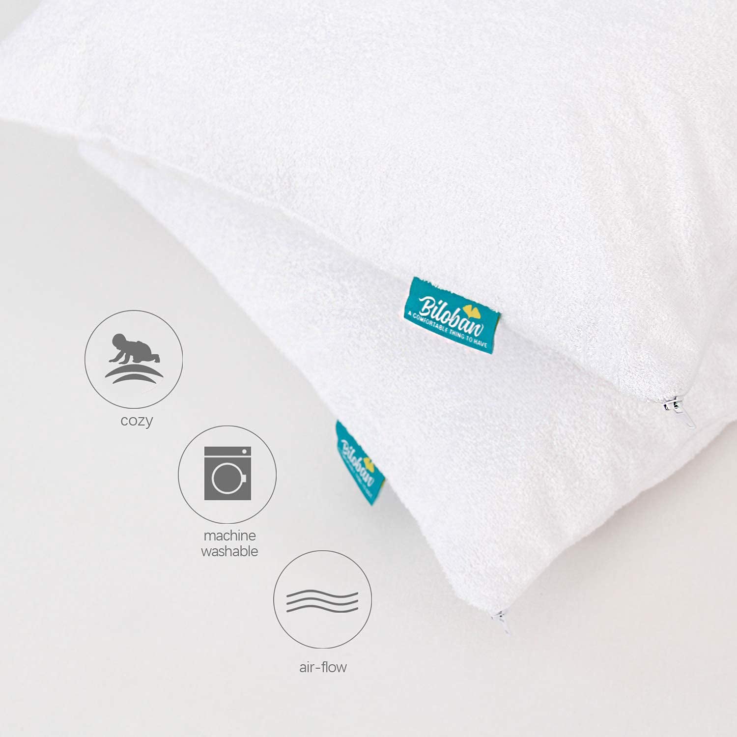 Toddler Pillowcase Protector 2 Pack, Waterproof Pillowcase Cover, Viscose Made from Bamboo Travel Pillow Case Cover with Zipper, Fit Toddler Pillow 13"X18" or 14"X19" for Boys Girls, White