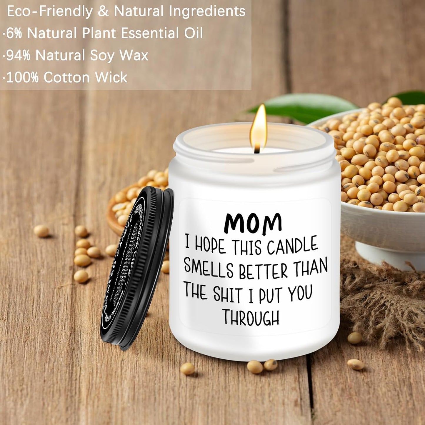 Mothers Day Gifts from Daughter Son,Birthday Gifts for Mom, Her, Bonus Mom, Mother (Mom I Hope This Candle-White)