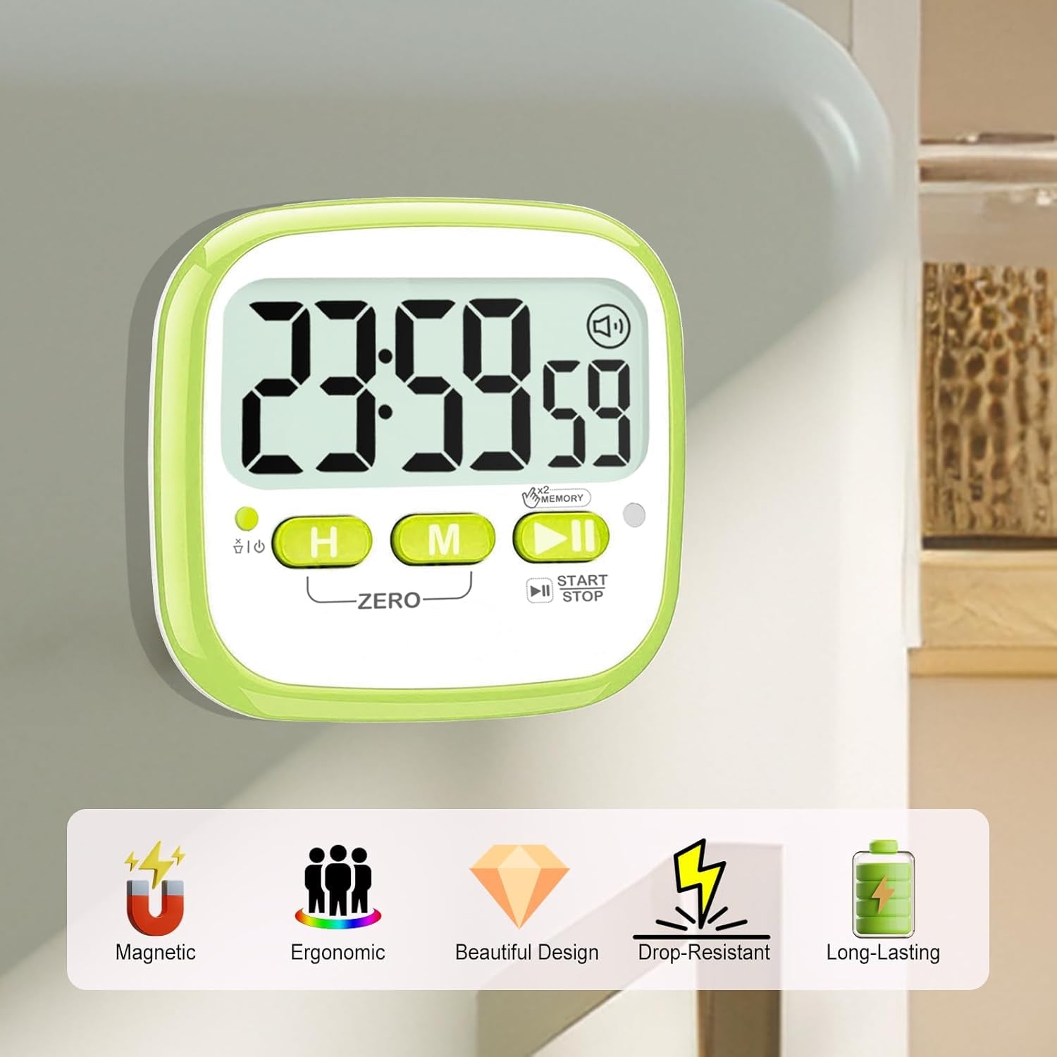 2 Pack Classroom Timers for Kids Teachers, Magnetic Countdown Digital Kitchen Timer for Cooking, Study, Exercise, Games, Time Mangement - Loud/Silent Mode - Battery Included