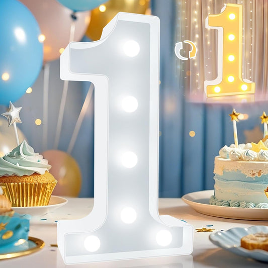 LED Light up Numbers, Warm White and Cool White Decorative Lighted Marquee Numbers, Light up Numbers for 1St Birthday, Boys Girls, Party, Wedding, Bar, Night Light, Room Decor, Number 1