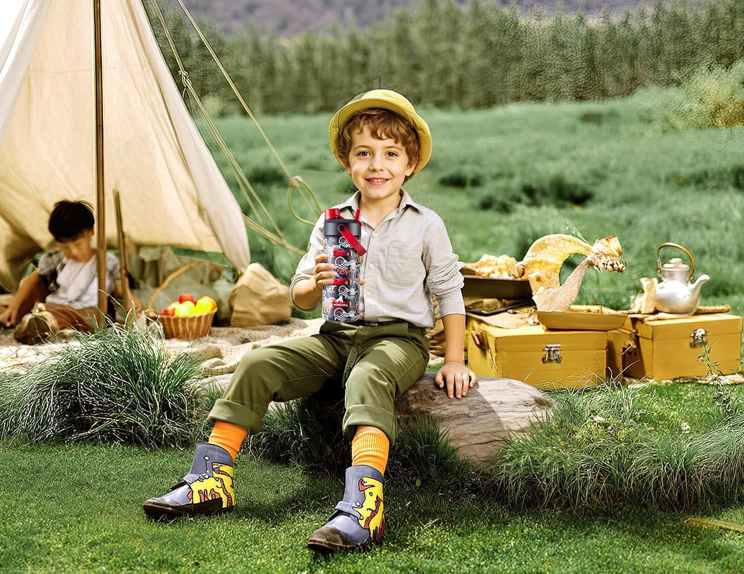 12 Oz Kids Leakproof Water Bottle: 2-In-1 Straw Spout Lid, Bpa-Free, Easy Carry, Keep Cold 24H, Cupholder Friendly, Stainless Steel Cup for Summer Camp, Playground, Trip, Birthday Gift (Dark Knight)