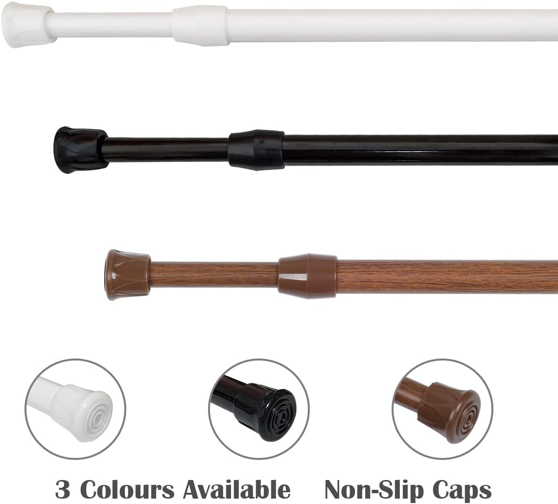 2 Pack Small Spring Tension Curtain Rod 12 to 20 Inch, Thin Tension Rod No Drill for Window Cupboard Closet, White