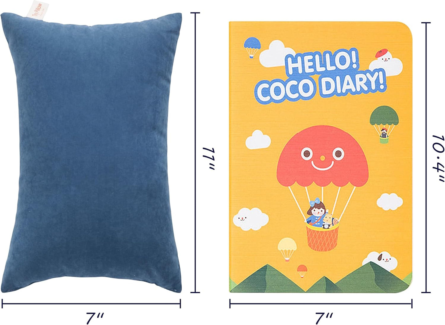 2 Pack Microfiber Tiny Pillows, 11X7 Inches, Mini for Sleeping and Traveling, Washable, Soft Small Travel Nap Pillows, Denim Blue